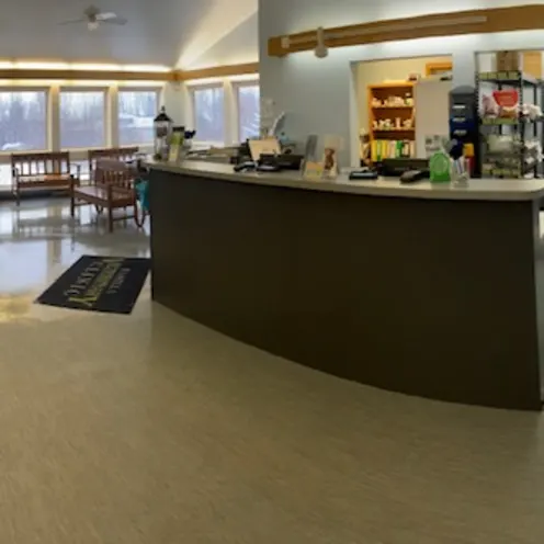 Front desk and lobby area at  Wasilla Veterinary Clinic